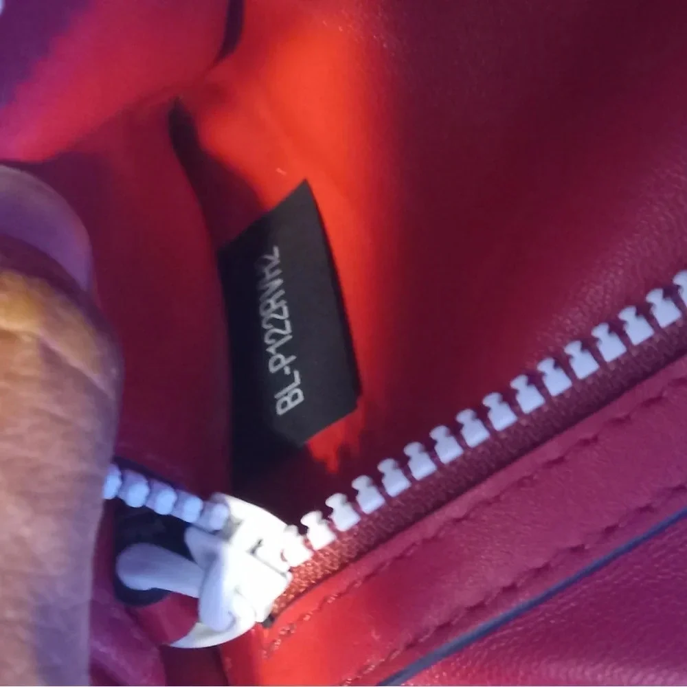 Valentino Rockstud Spike Red White Quilted Handle Shoulder chain Bag.